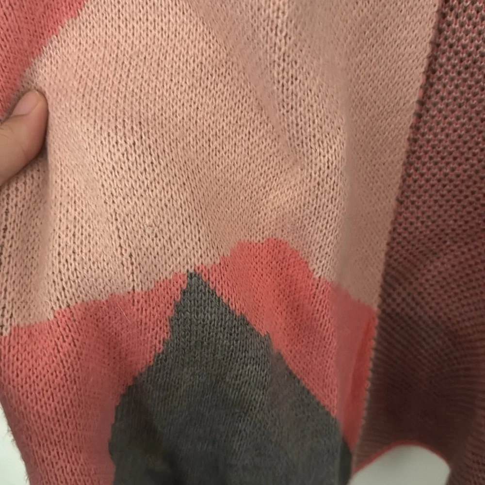 Vero Moda VMSEATTLE Long Sleeve Open Coatigan Pink & Grey Long Cardigan in Sz L